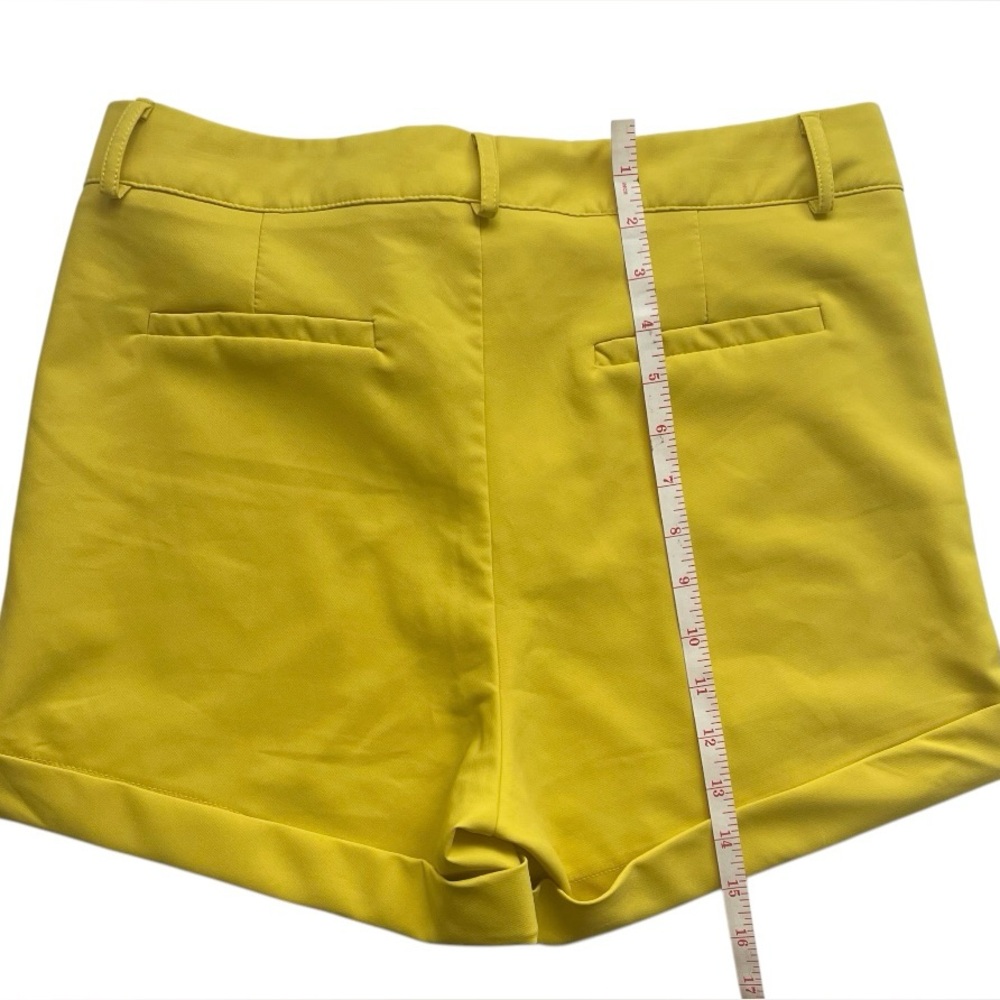 Vibrant Yellow High Waist Shorts with Stretch Fabric - Picture 3 of 5